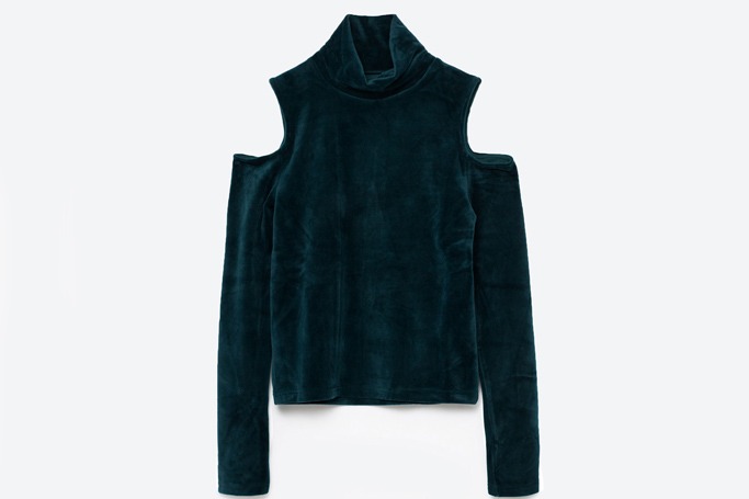 Zara - Velvet cut-out shoulder sweater